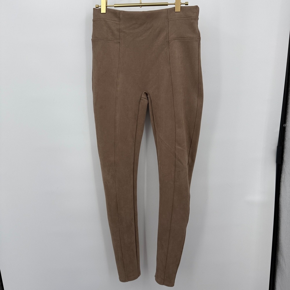 SPANX M/M Tall Faux Suede‎ Leggings Womens Brown Pull On Pants